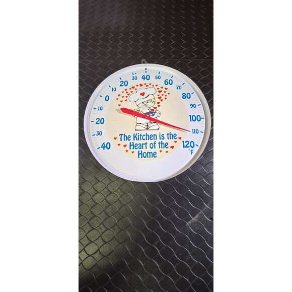 10" Vintage Thermometer "The Kitchen Is The Heart Of The Home" Made In Hong Kong - Picture 1 of 5